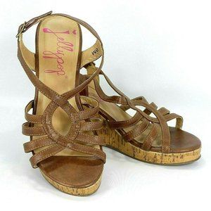 Jelly Pop Sandals Wedge Heel Brown Women's Size 8M